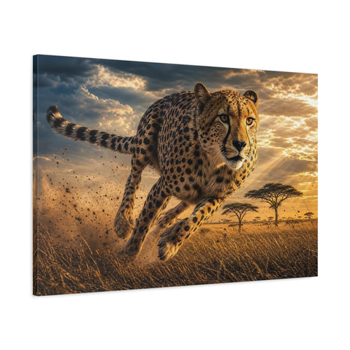 Main Mockup. Animals Cheetah Golden Cheetah shown as stretched canvas wall art