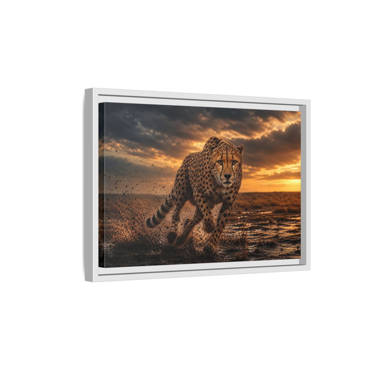 Side Mockup 4. Animals Cheetah Golden Cheetah shown as stretched canvas wall art