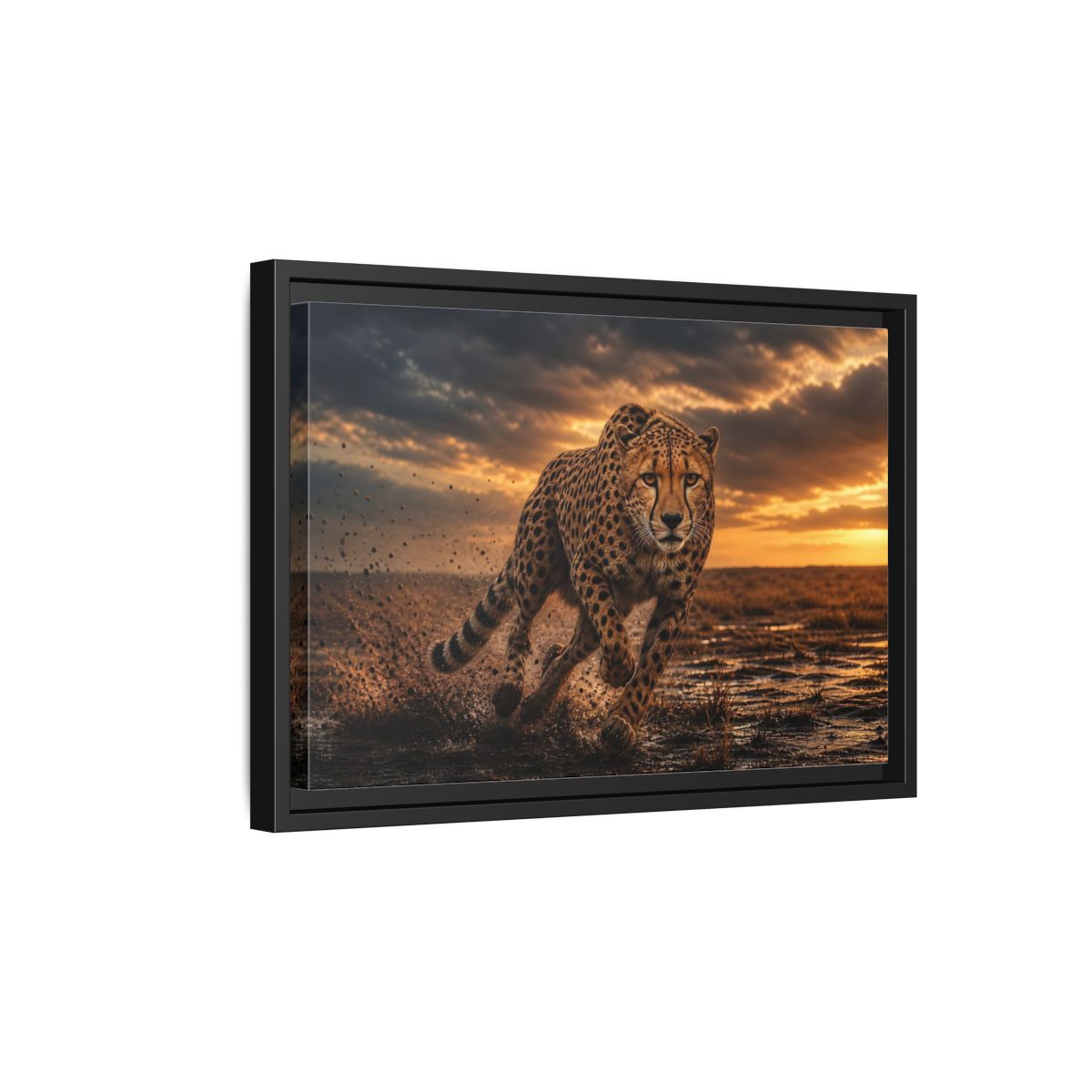 Side Mockup 6. Animals Cheetah Golden Cheetah shown as stretched canvas wall art