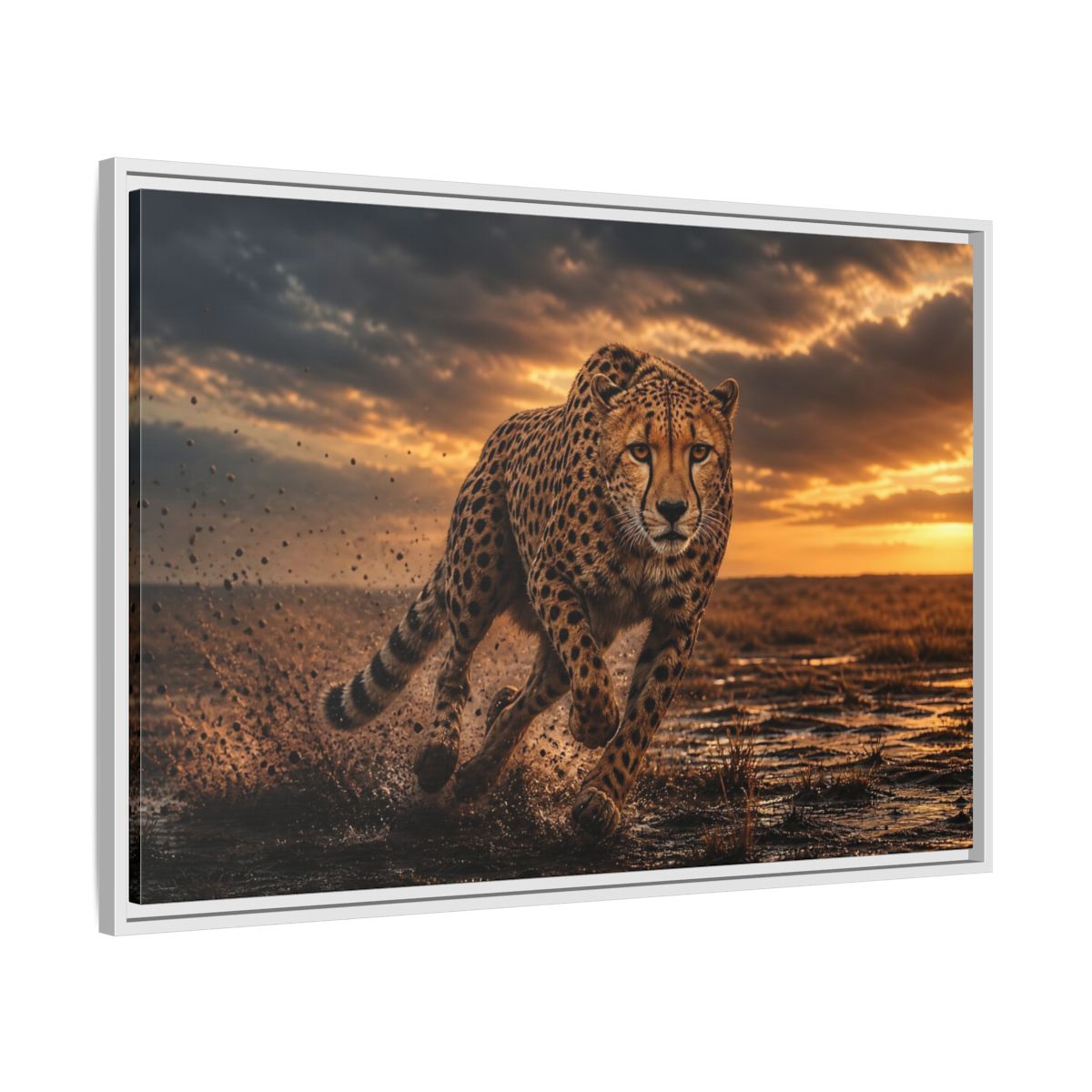 Side Mockup 9. Animals Cheetah Golden Cheetah shown as stretched canvas wall art