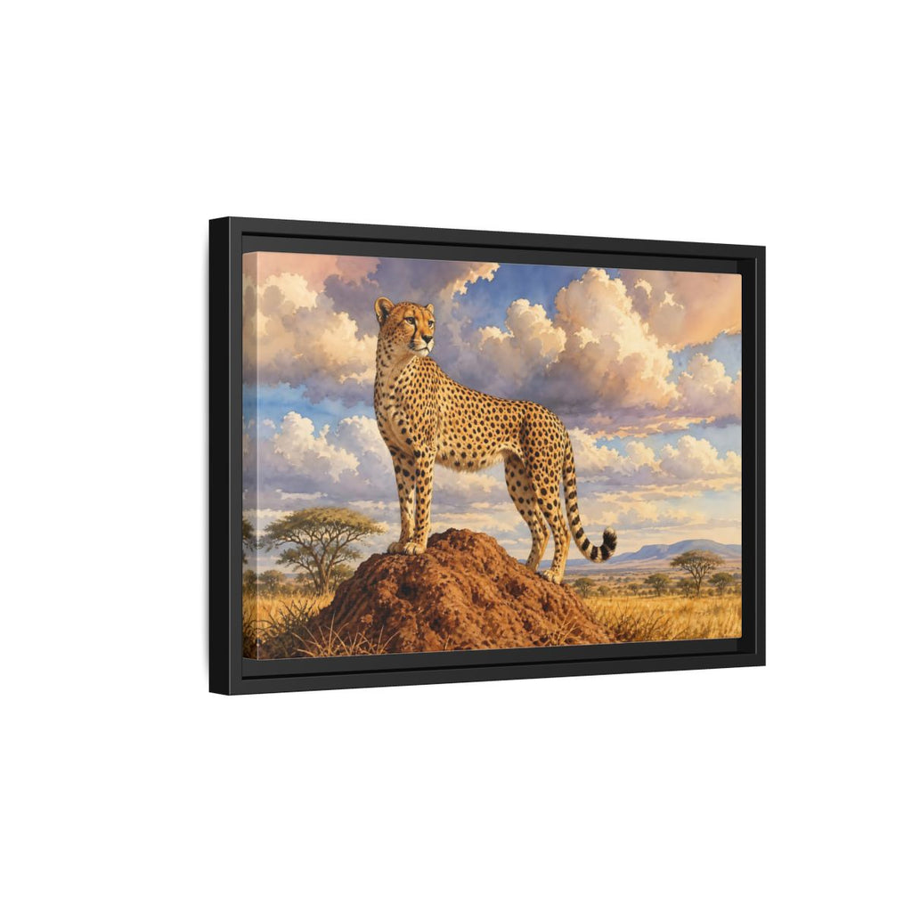 Side Mockup 6. Animals Cheetah Cheetah Savanna Art shown as stretched canvas wall art