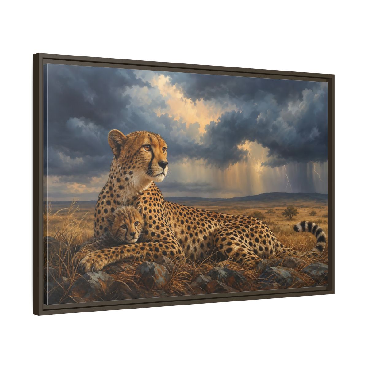 Main Mockup. Animals Cheetah Wildlife Cheetah shown as stretched canvas wall art