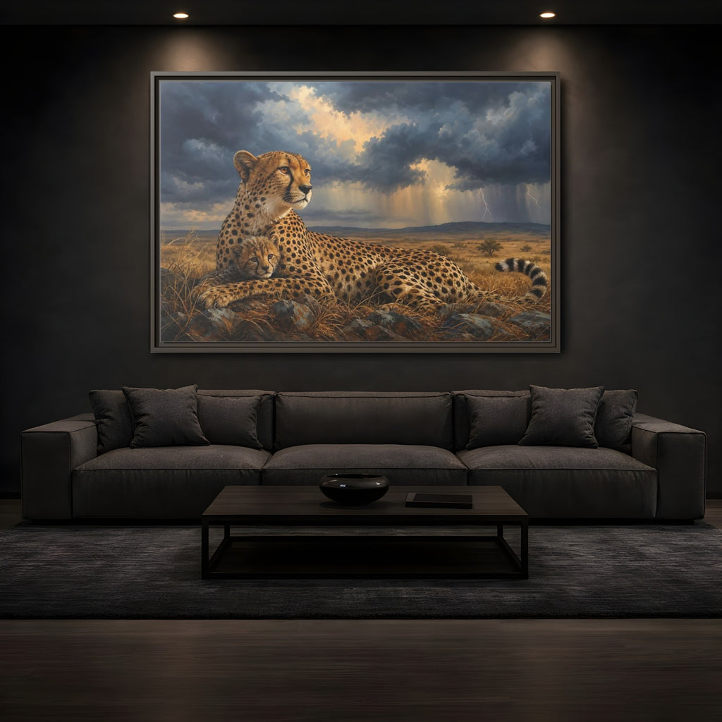 Mockup 3. Animals Cheetah Wildlife Cheetah shown as stretched canvas wall art