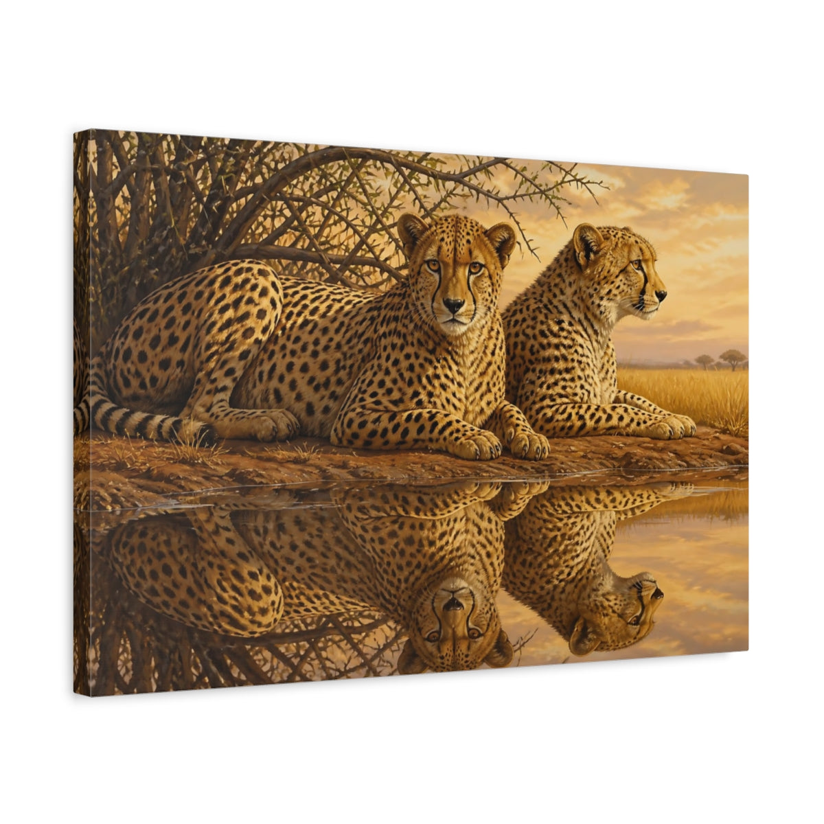 Side Mockup 3. Animals Cheetahs Golden Cheetahs shown as canvas print