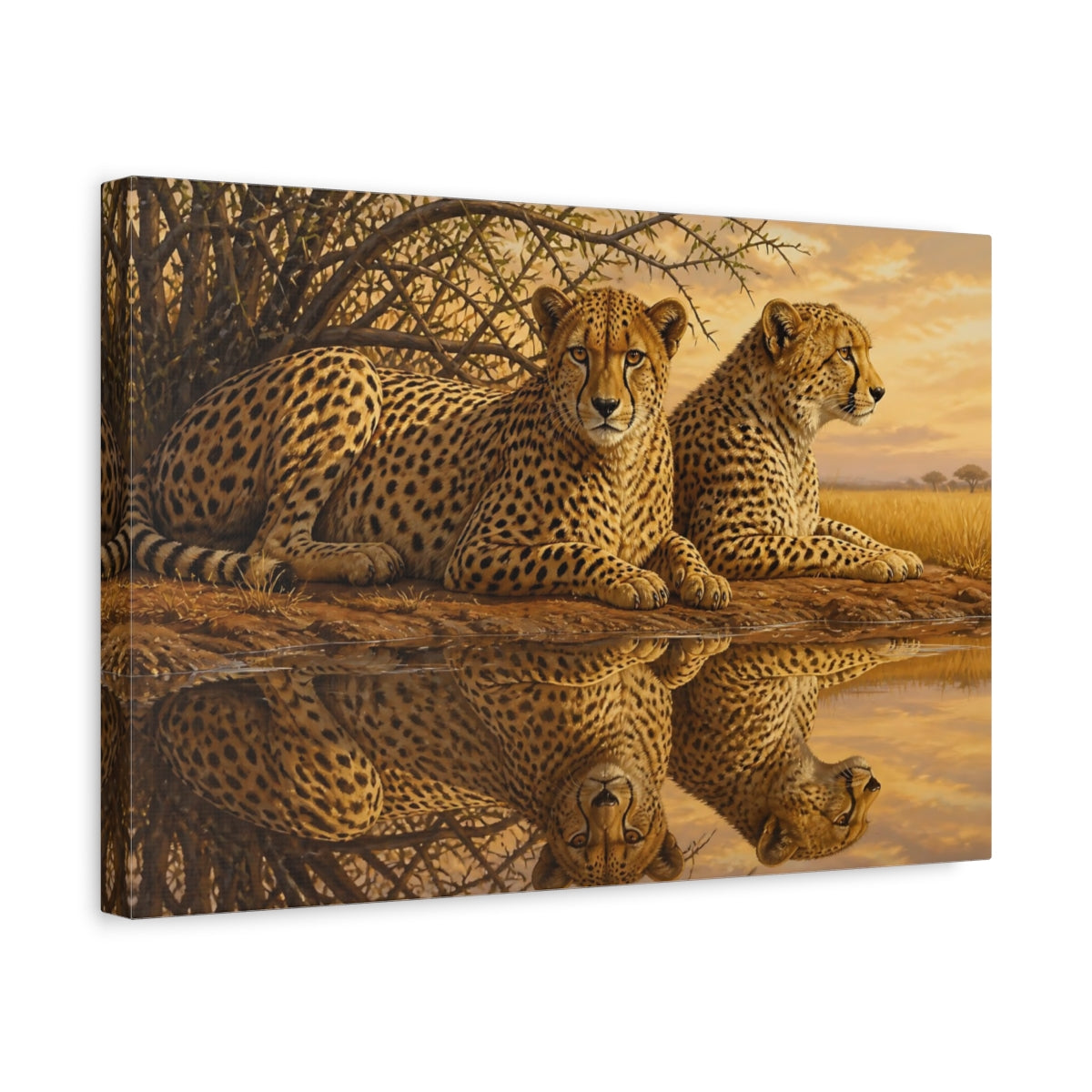 Side Mockup 4. Animals Cheetahs Golden Cheetahs shown as canvas print