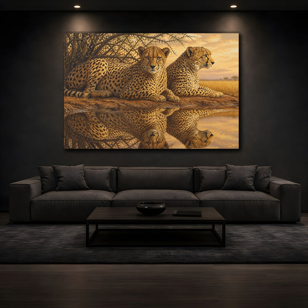 Mockup 3. Animals Cheetahs Golden Cheetahs shown as canvas print