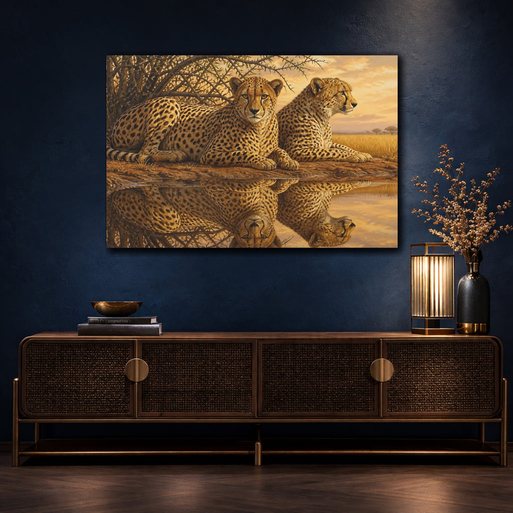 Mockup 4. Animals Cheetahs Golden Cheetahs shown as canvas print