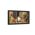 Side Mockup 8. Animals Chickens Farmyard Animals shown as stretched canvas wall art