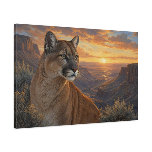 Main Mockup. Animals Cougar Brown And Orange shown as stretched canvas wall art