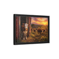 Side Mockup 6. Animals Cows Farm Sunset shown as stretched canvas wall art