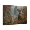 Side Mockup 4. Animals Deer And Rabbit Forest Animals shown as stretched canvas wall art