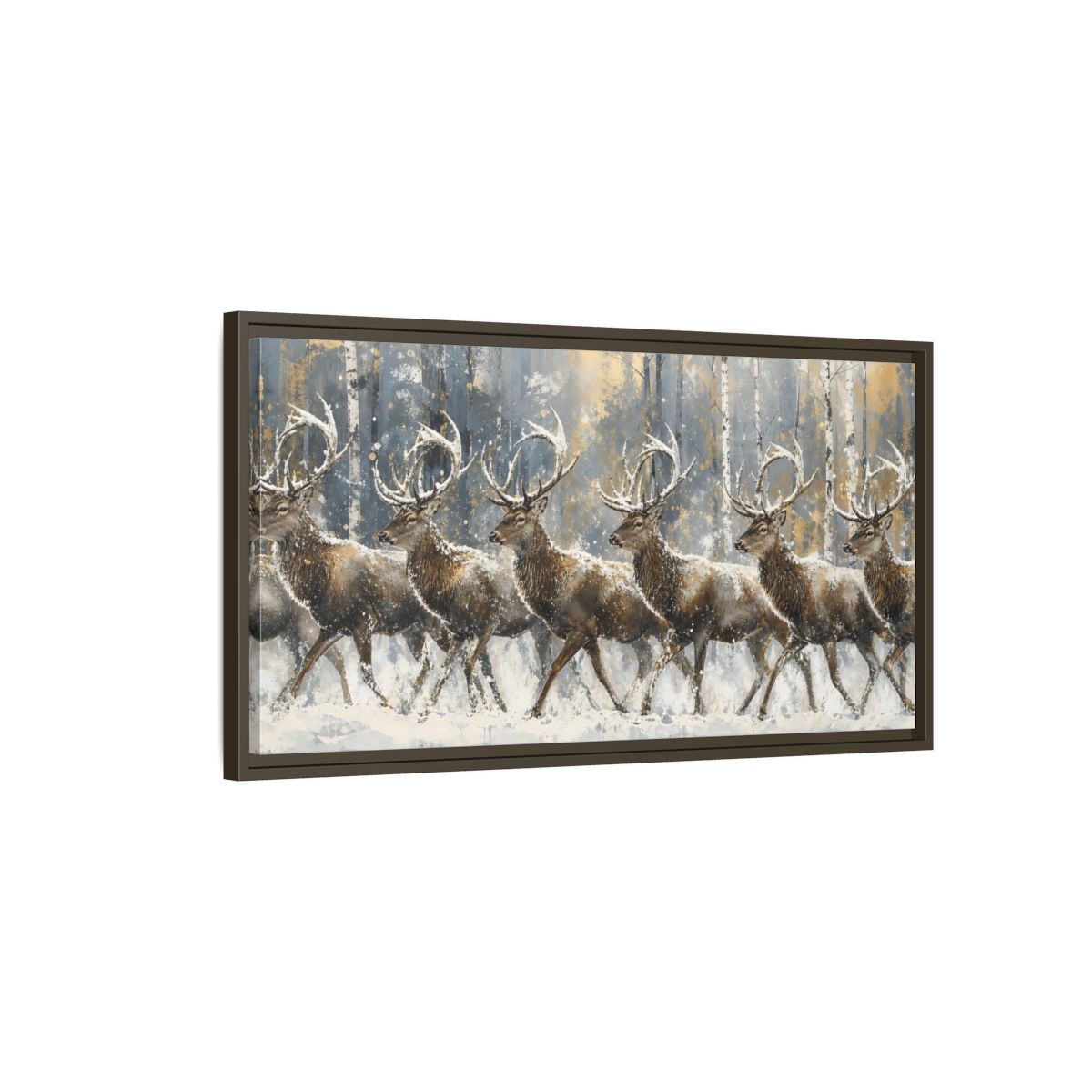 Main Mockup. Animals Deer Brown Deer Gold shown as stretched canvas wall art