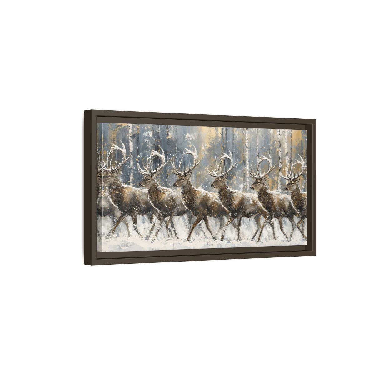 Side Mockup 7. Animals Deer Brown Deer Gold shown as stretched canvas wall art