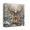 Side Mockup 2. Animals Deer Winter Deer shown as stretched canvas wall art
