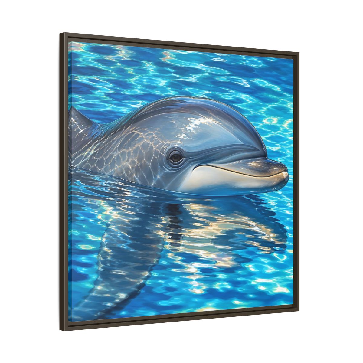 Main Mockup. Animals Dolphin Blue Dolphin shown as stretched canvas wall art