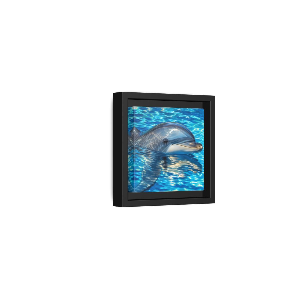 Side Mockup 24. Animals Dolphin Blue Dolphin shown as stretched canvas wall art