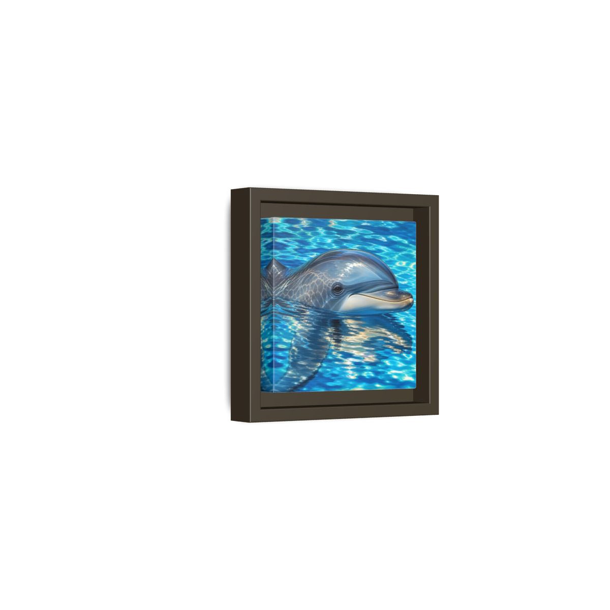 Side Mockup 23. Animals Dolphin Blue Dolphin shown as stretched canvas wall art