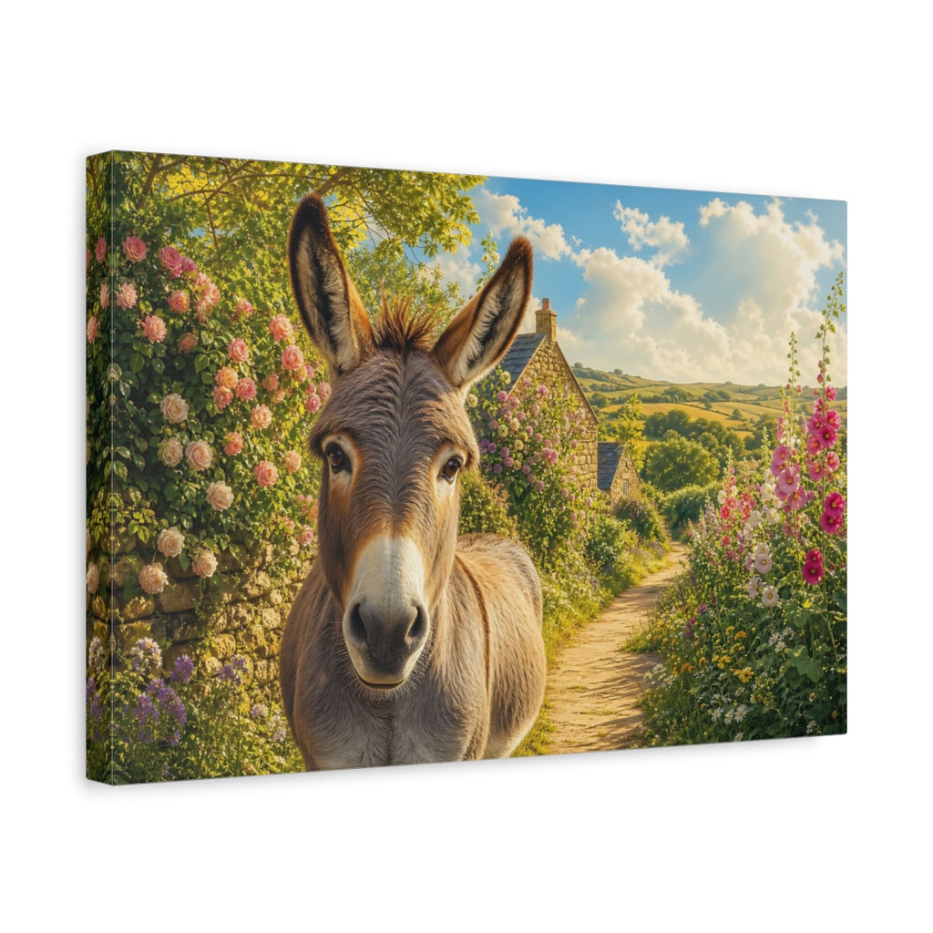 Side Mockup 4. Animals Donkey Donkey Countryside shown as canvas print