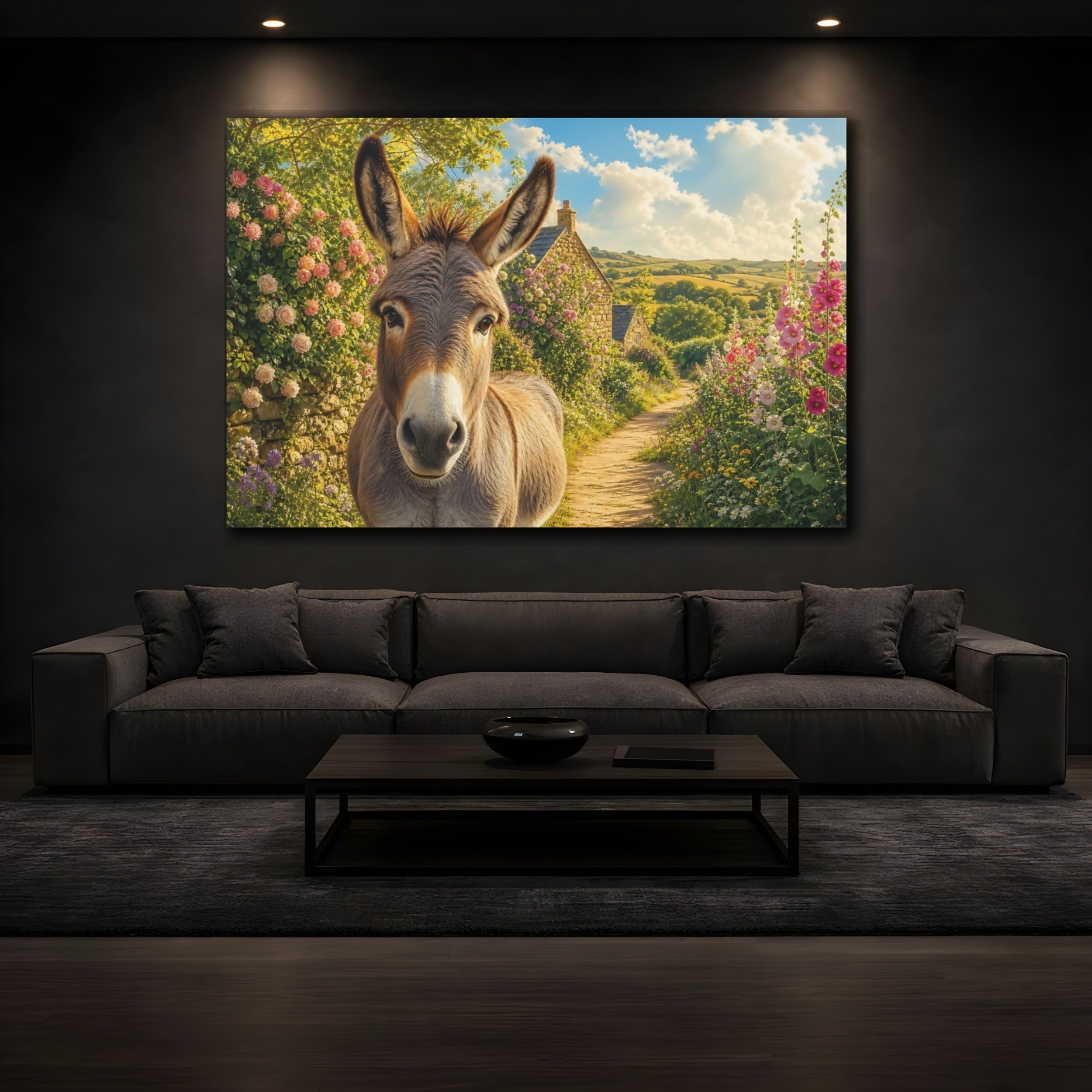 Mockup 3. Animals Donkey Donkey Countryside shown as canvas print