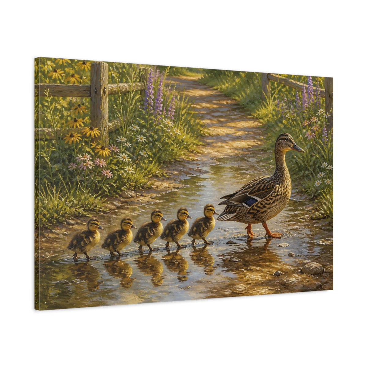Main Mockup. Animals Ducks Brown Green Ducks shown as stretched canvas wall art