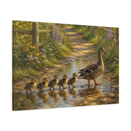 Main Mockup. Animals Ducks Brown Green Ducks shown as stretched canvas wall art