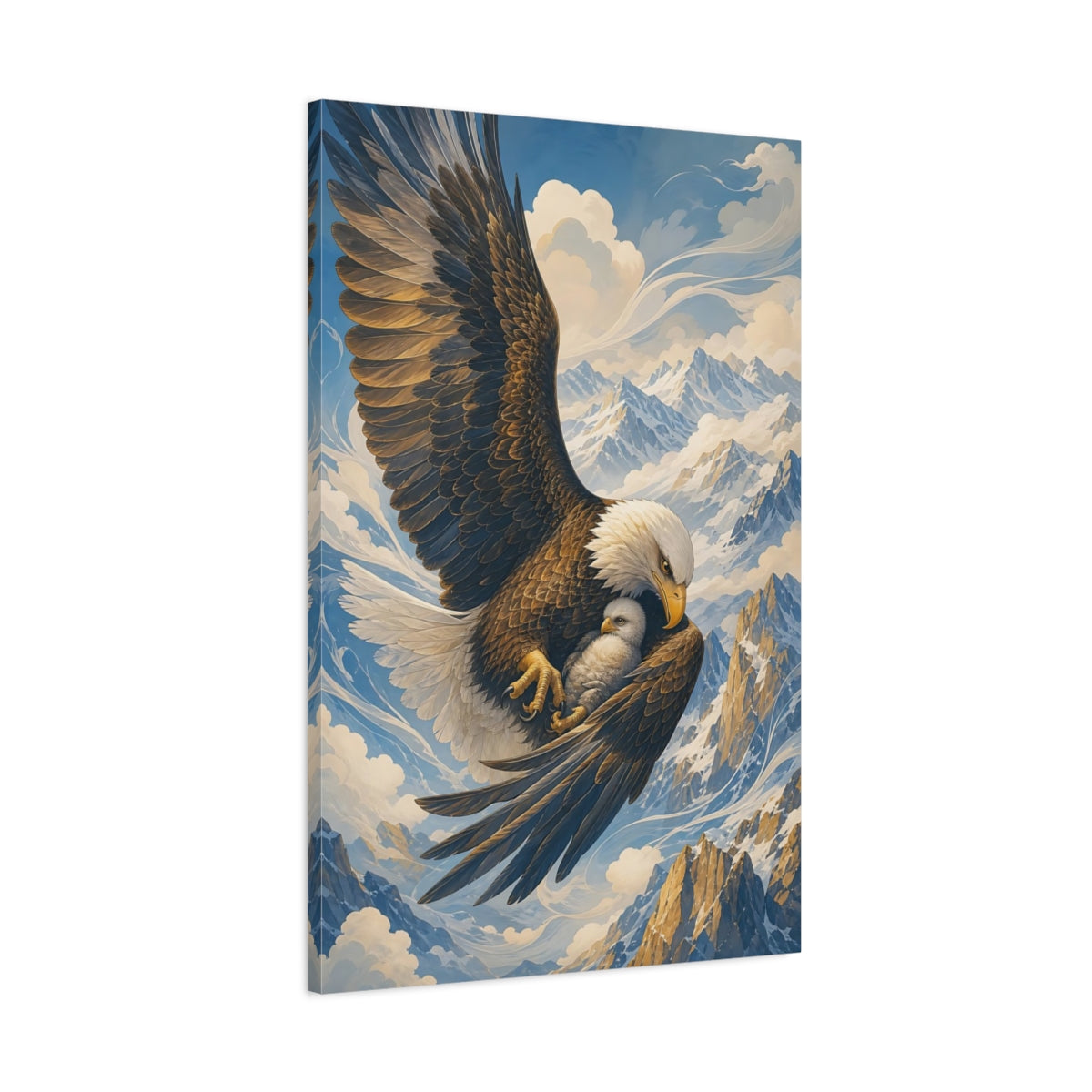 Main Mockup. Animals Eagle Family Brown And Blue shown as stretched canvas wall art