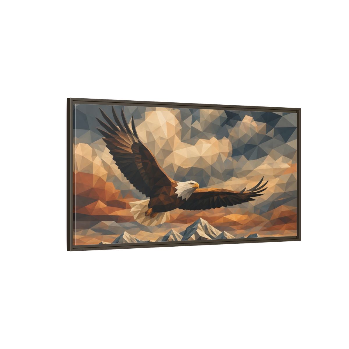 Side Mockup 4. Animals Eagle Geometric Eagle shown as stretched canvas wall art