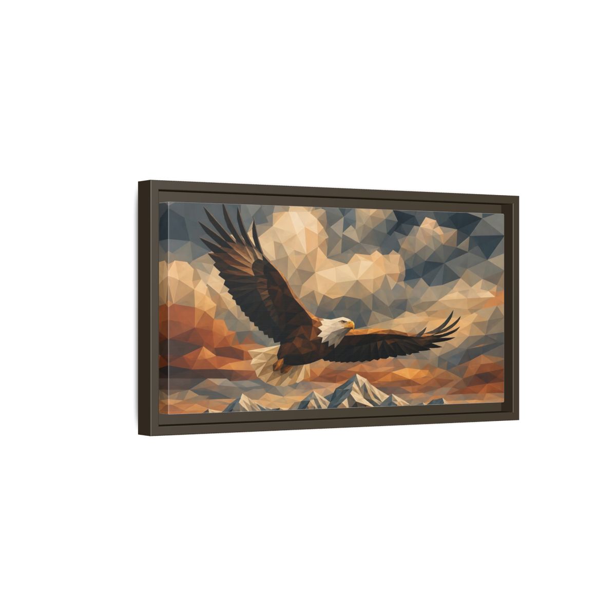 Side Mockup 7. Animals Eagle Geometric Eagle shown as stretched canvas wall art