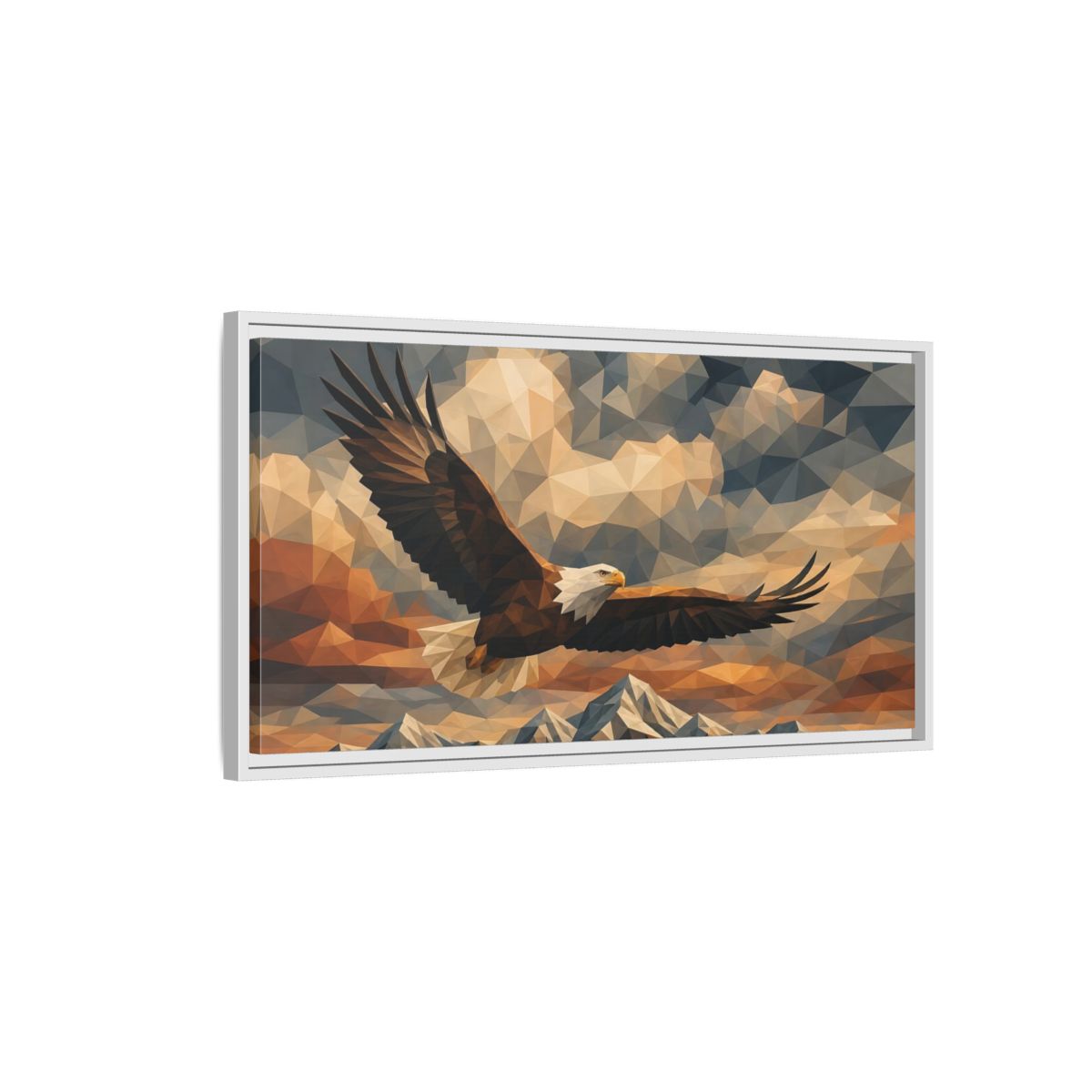 Side Mockup 1. Animals Eagle Geometric Eagle shown as stretched canvas wall art