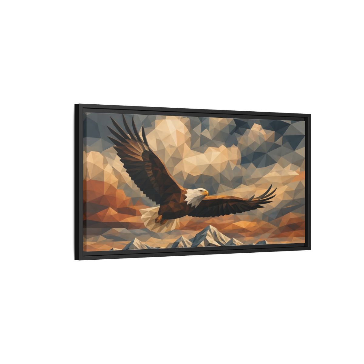 Side Mockup 2. Animals Eagle Geometric Eagle shown as stretched canvas wall art