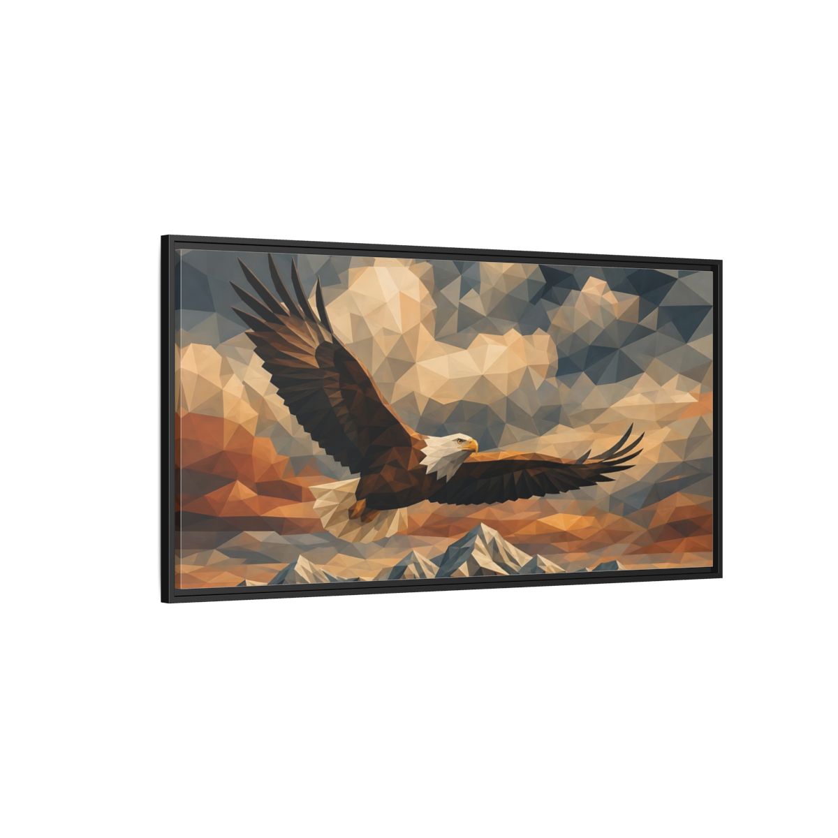 Side Mockup 5. Animals Eagle Geometric Eagle shown as stretched canvas wall art