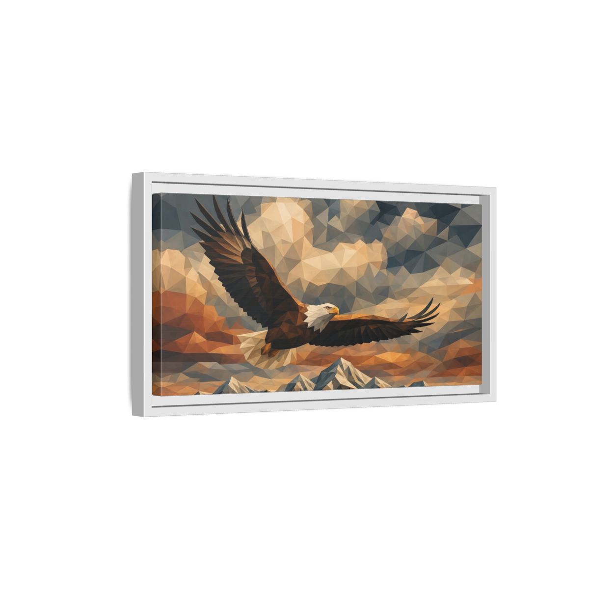 Side Mockup 6. Animals Eagle Geometric Eagle shown as stretched canvas wall art