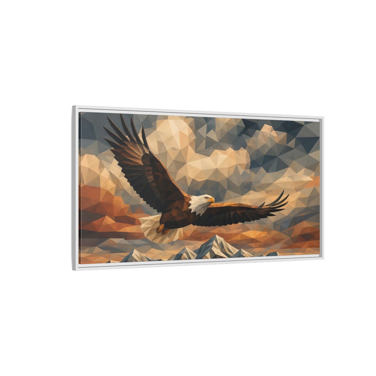 Side Mockup 3. Animals Eagle Geometric Eagle shown as stretched canvas wall art