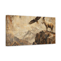 Side Mockup 3. Animals Eagle Ibex Brown And Beige shown as stretched canvas wall art