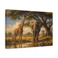 Side Mockup 4. Animals Elephant, Giraffe African Animals shown as canvas print