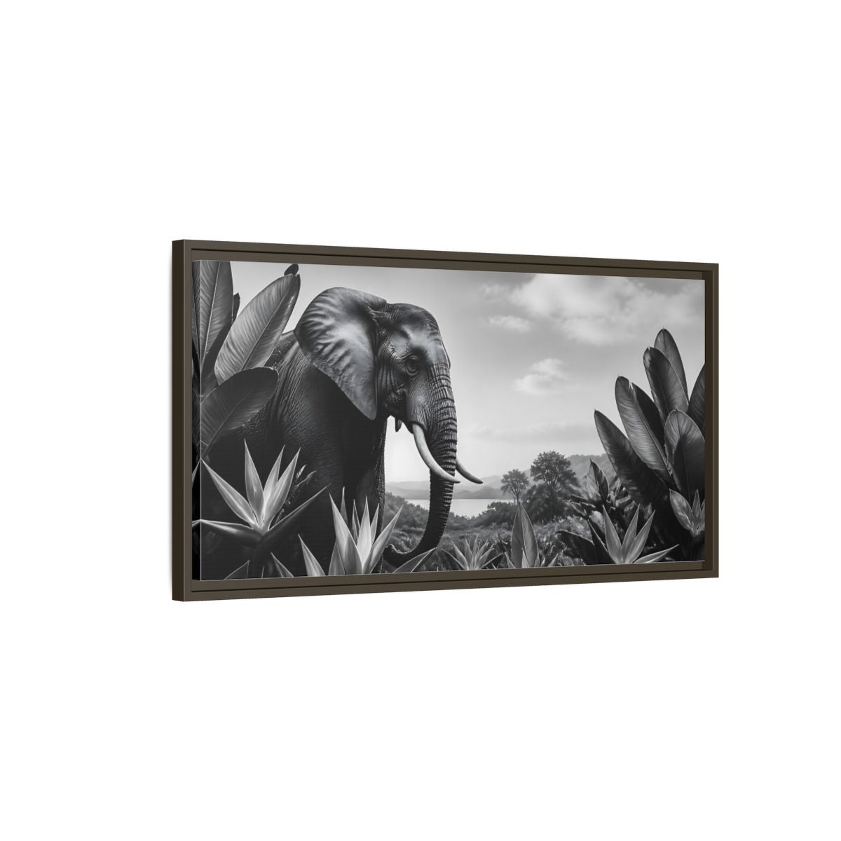 Main Mockup. Animals Elephant Monochrome Elephant shown as stretched canvas wall art