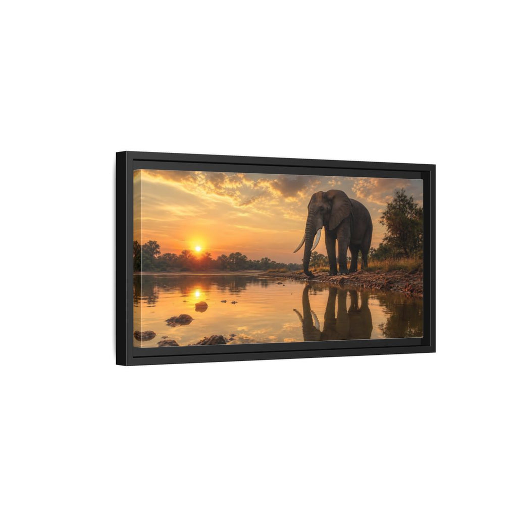 Side Mockup 8. Animals Elephant Elephant Sunset shown as stretched canvas wall art