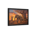Side Mockup 6. Animals Elephants Orange And Brown Elephants shown as stretched canvas wall art