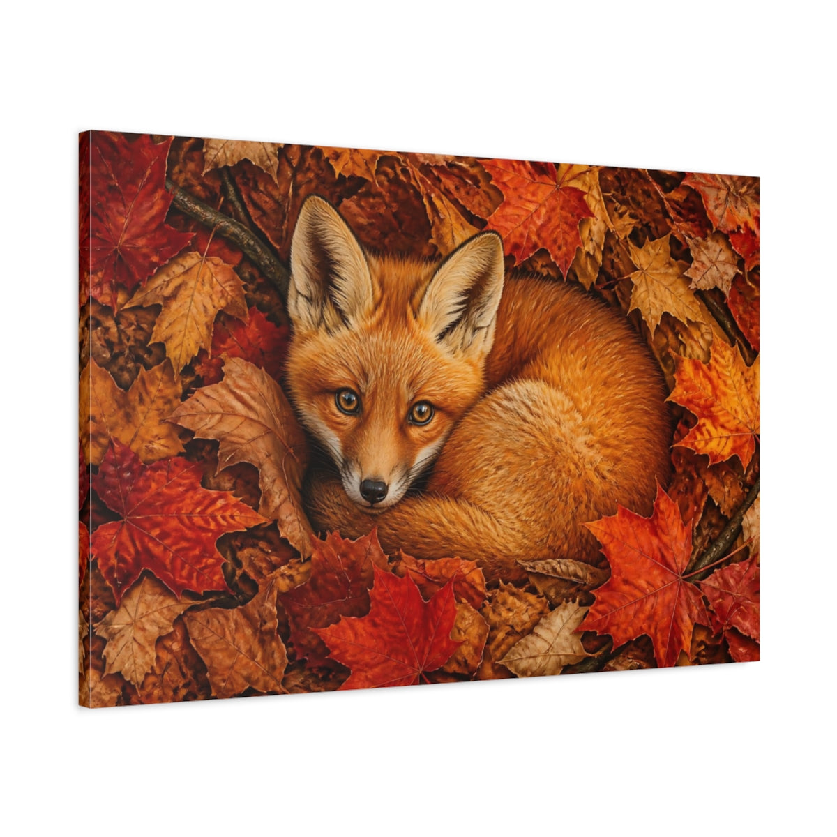 Main Mockup. Animals Fox Autumn Fox shown as stretched canvas wall art