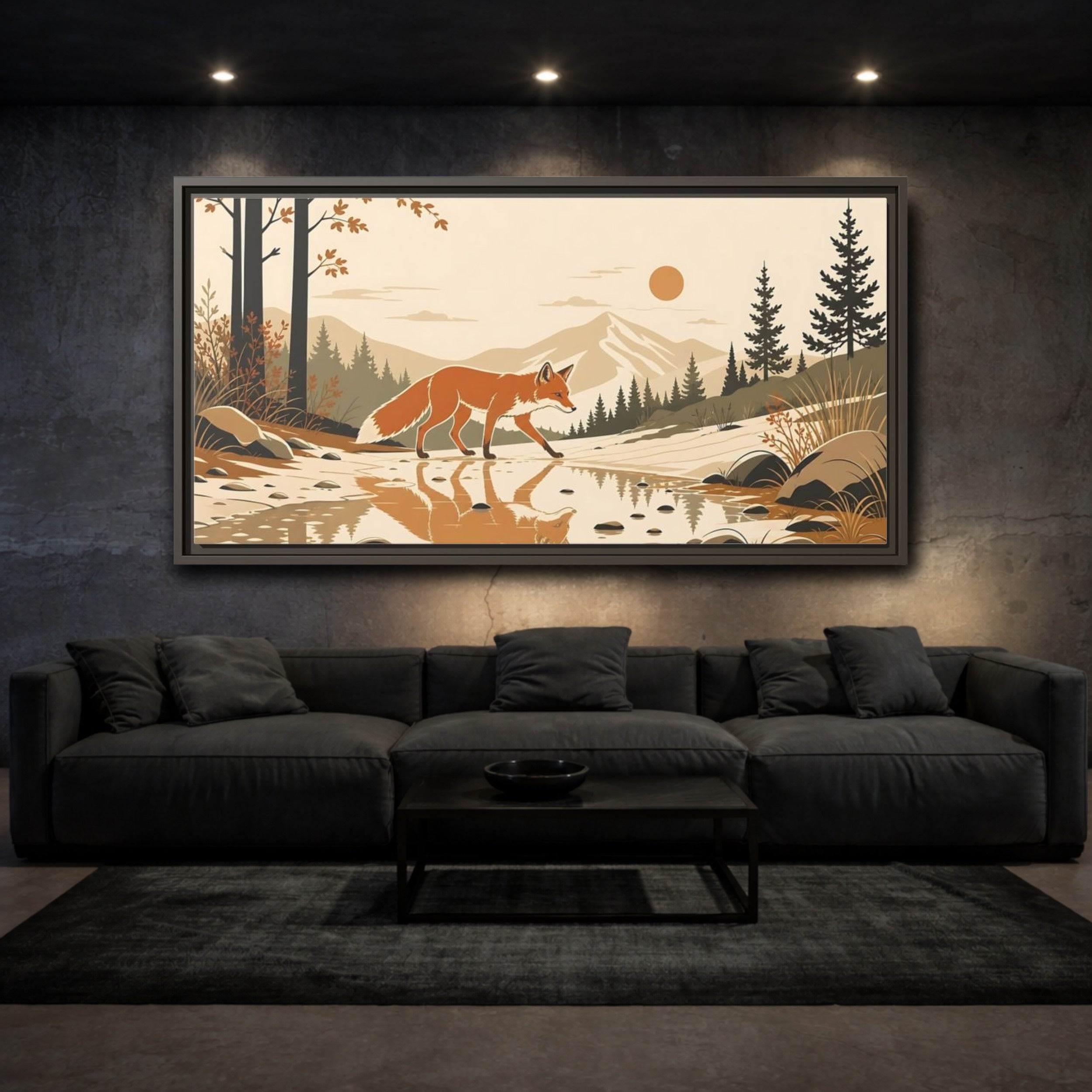 Mockup 3. Animals Fox Orange Brown Fox shown as stretched canvas wall art