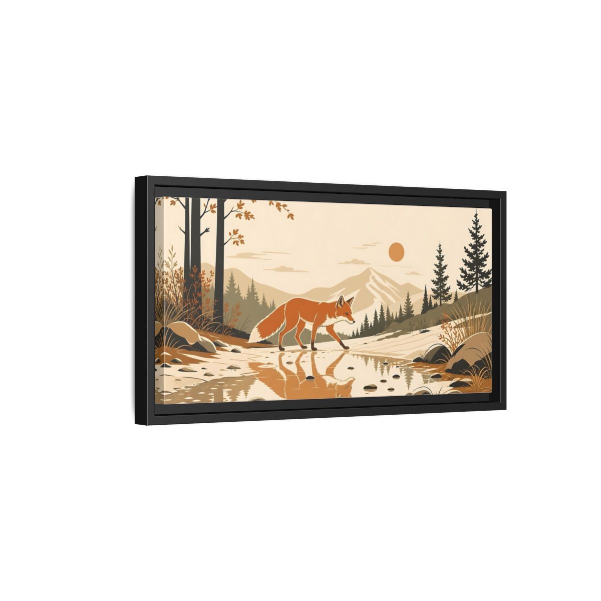 Side Mockup 8. Animals Fox Orange Brown Fox shown as stretched canvas wall art