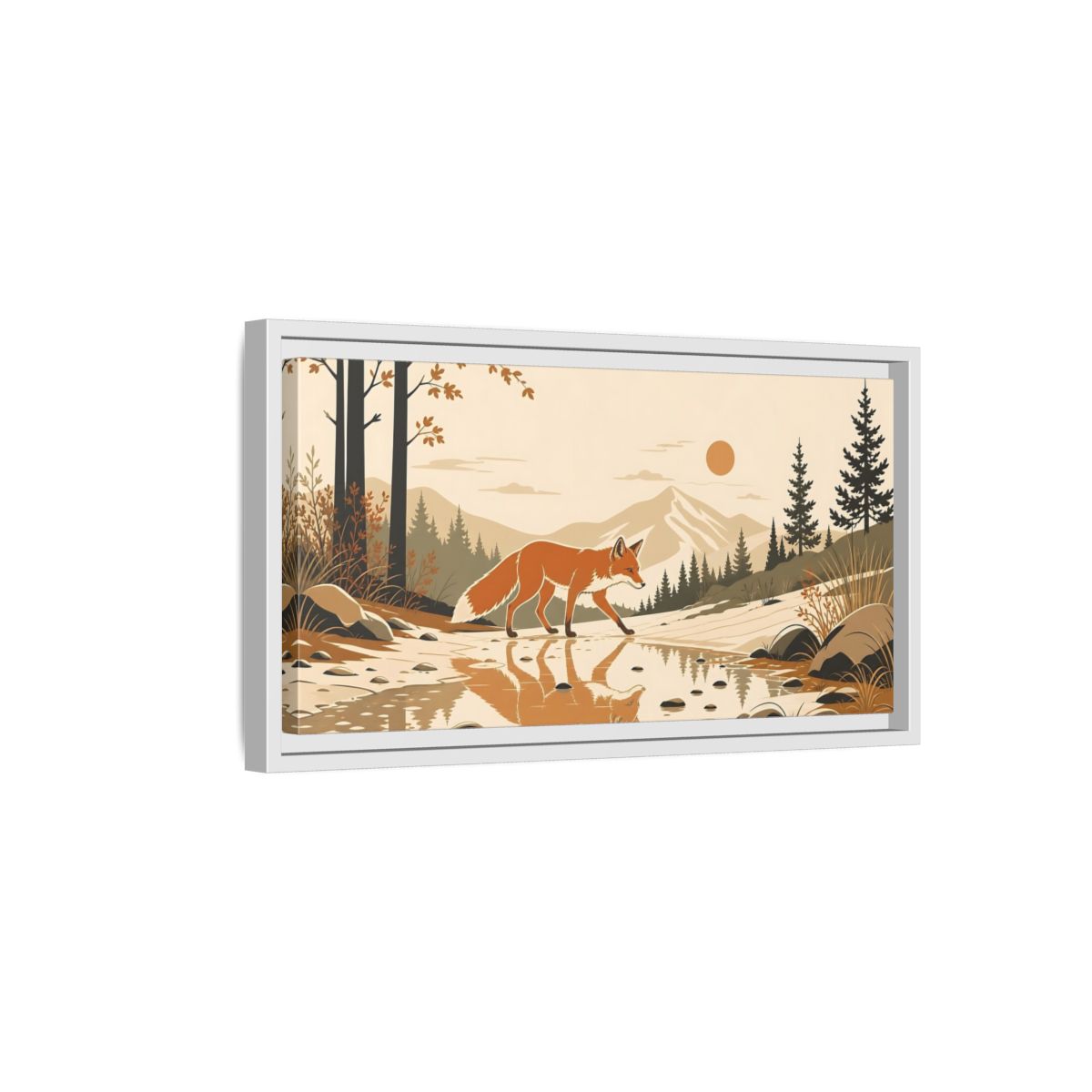 Side Mockup 6. Animals Fox Orange Brown Fox shown as stretched canvas wall art