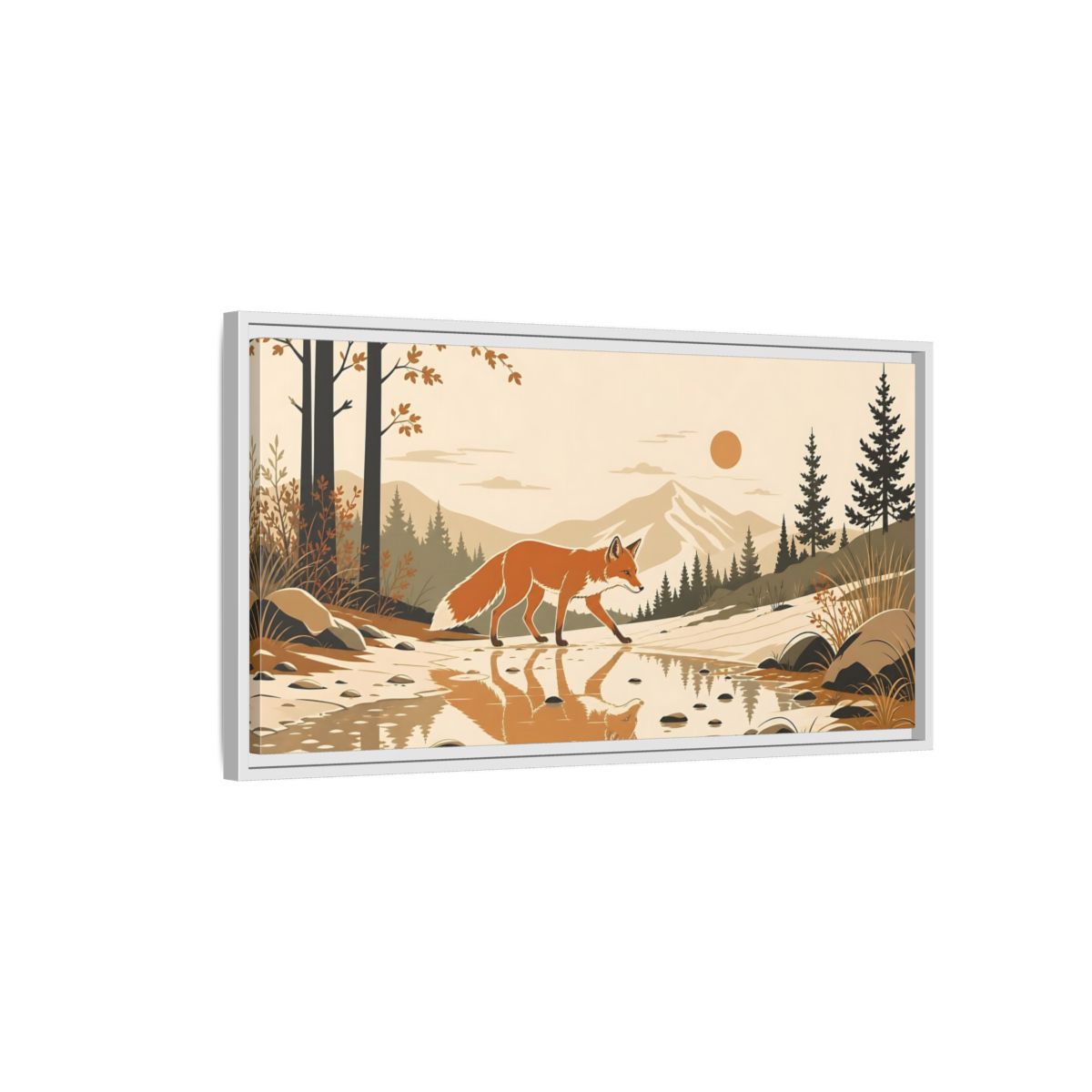 Side Mockup 1. Animals Fox Orange Brown Fox shown as stretched canvas wall art