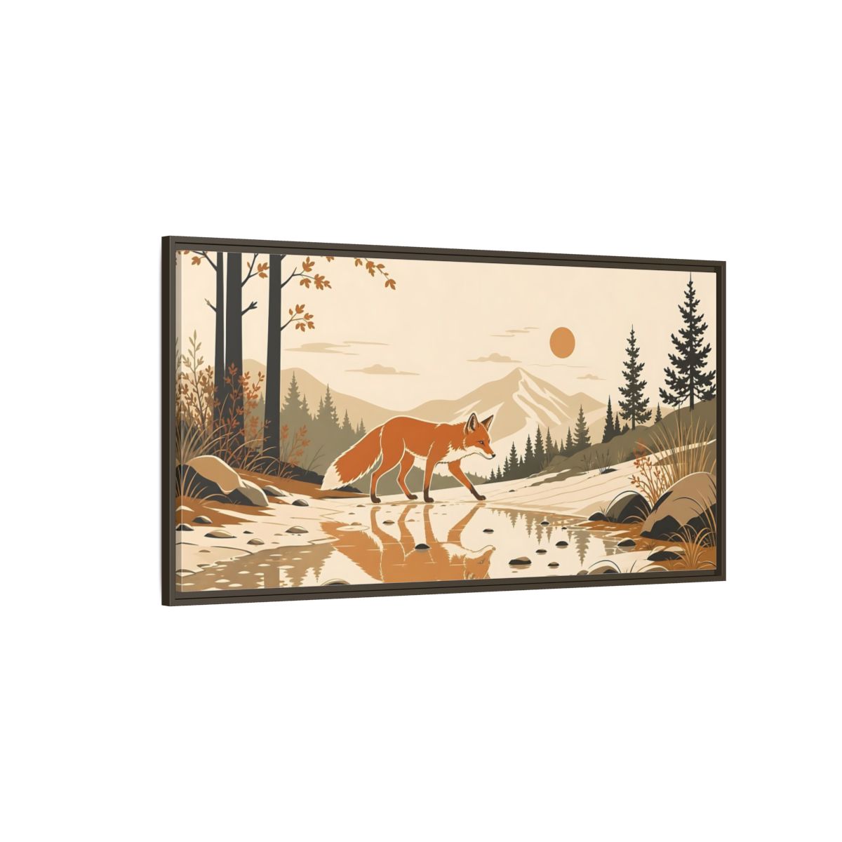 Side Mockup 4. Animals Fox Orange Brown Fox shown as stretched canvas wall art