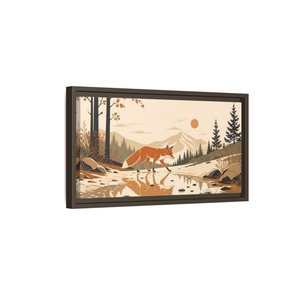 Side Mockup 7. Animals Fox Orange Brown Fox shown as stretched canvas wall art