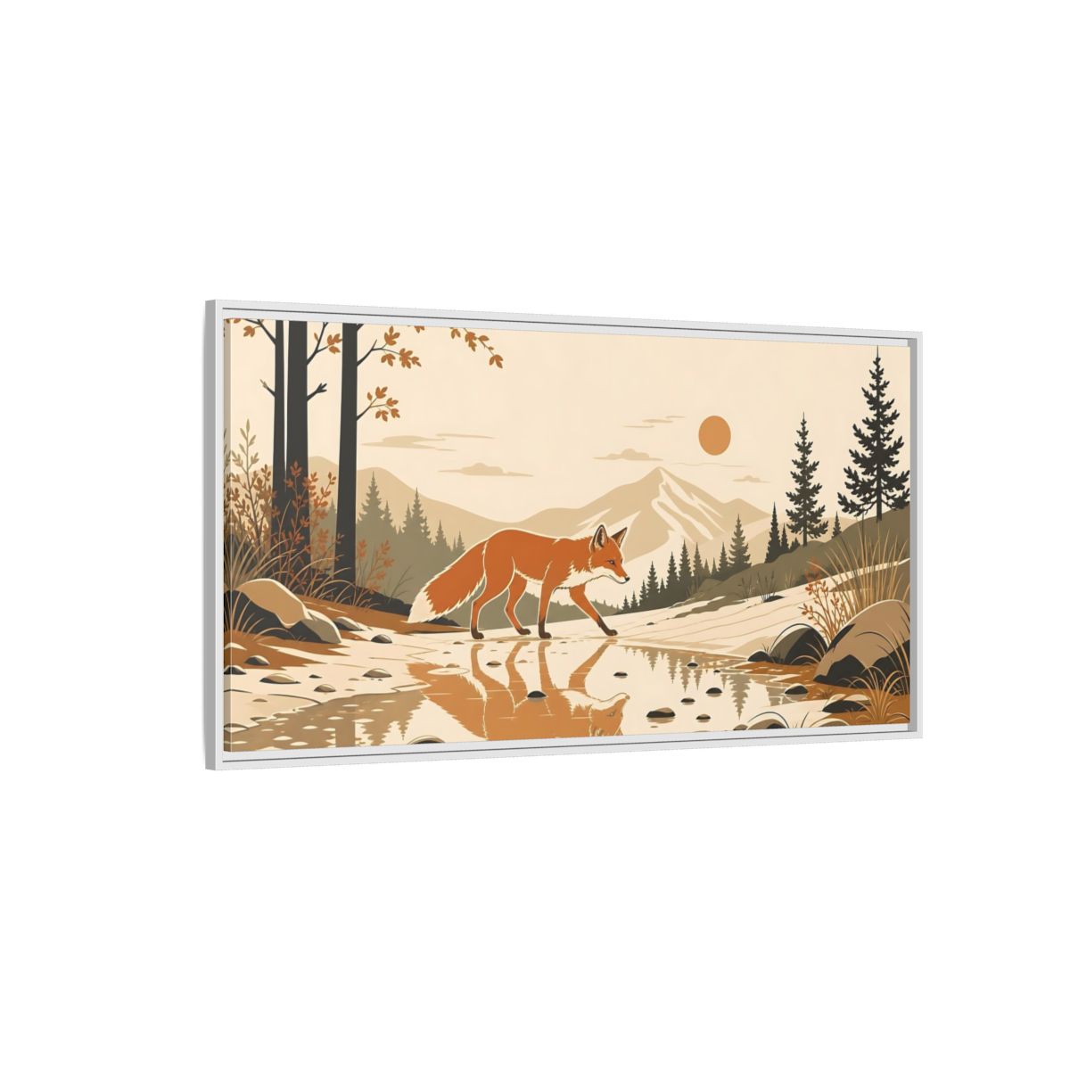 Side Mockup 3. Animals Fox Orange Brown Fox shown as stretched canvas wall art
