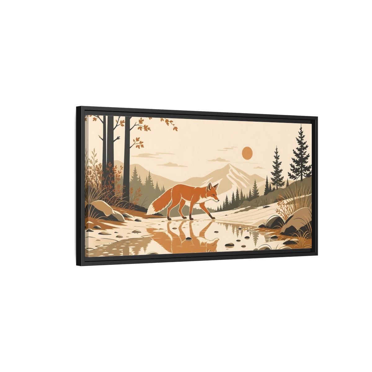 Side Mockup 2. Animals Fox Orange Brown Fox shown as stretched canvas wall art