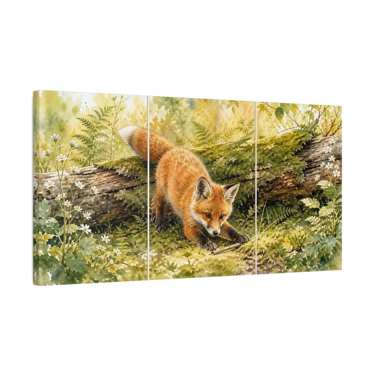 Side Mockup 1. Animals Fox Orange Fox shown as stretched canvas wall art