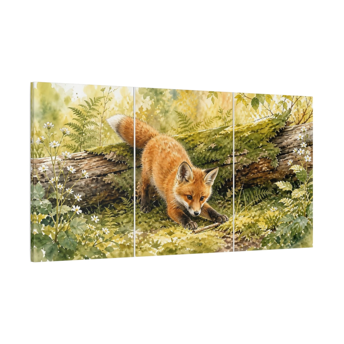Side Mockup 2. Animals Fox Orange Fox shown as stretched canvas wall art