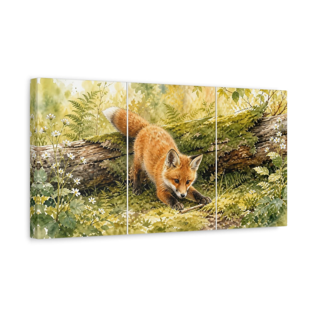 Side Mockup 3. Animals Fox Orange Fox shown as stretched canvas wall art